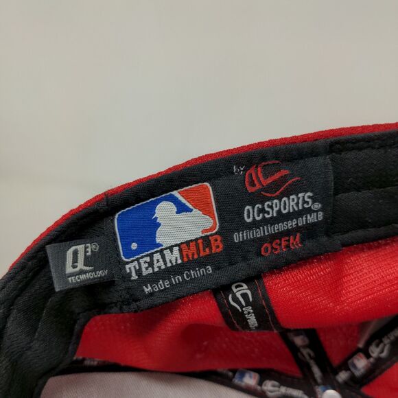 OC Sports Men's Team MLB Cincinnati Reds Strapback Hat Red Size OSFM Logo - Picture 7 of 7
